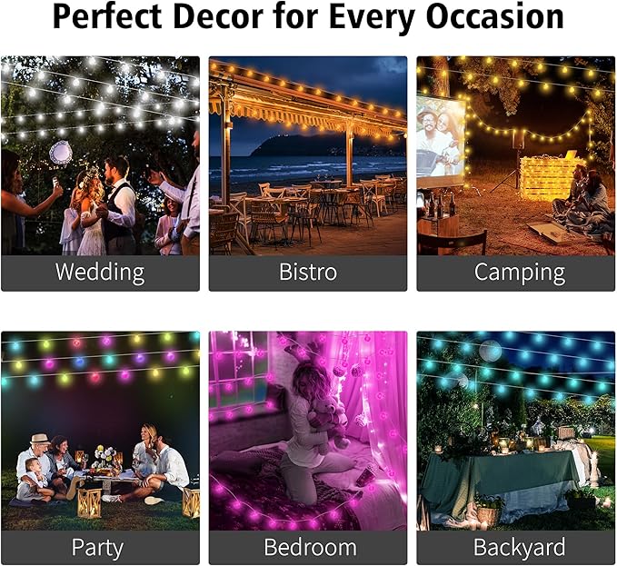 OMIKA Color Changing String Lights Plug in, 25 Colors 33FT 100LED RGB+Warm White Globe String Lights, Outdoor Christmas Globe Decorative Lights with Remote for Indoor Bedroom Party Garden Xmas Decor