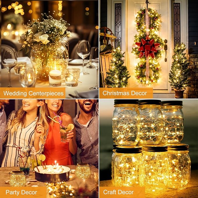 btfarm 18 Pack Fairy Lights Battery Operated [3 Modes], 7ft 20 Led Twinkle Lights Waterproof, Bulk Mini String Lights Battery Powered for Mason Jars Christmas Wedding Indoor, Warm White