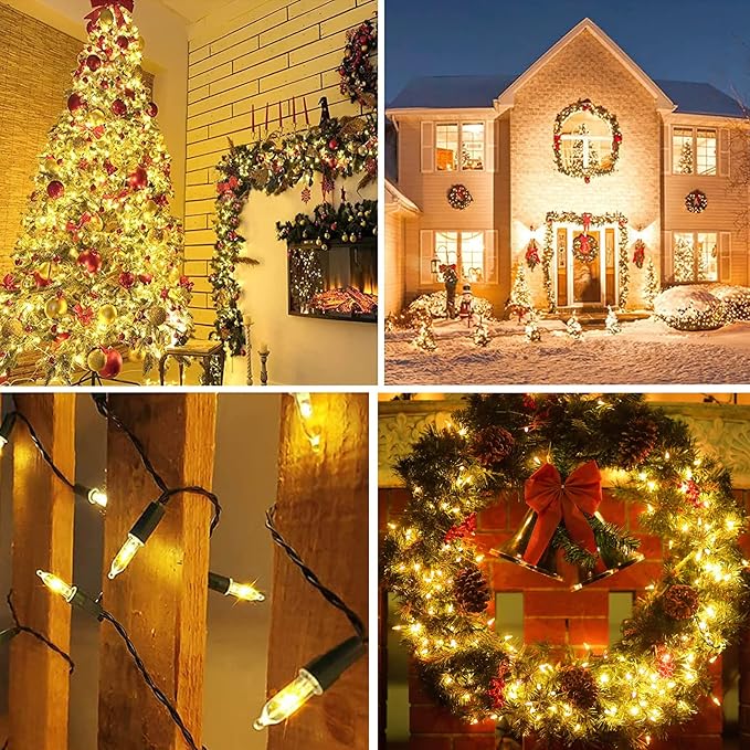 KOUQIYA Battery Operated Christmas Lights, 33ft 100 LED Battery Operated String Lights with Auto-Timer 8 Modes Waterproof String Lights for Xmas Outdoor Indoor Garden Party Decor, Warm White