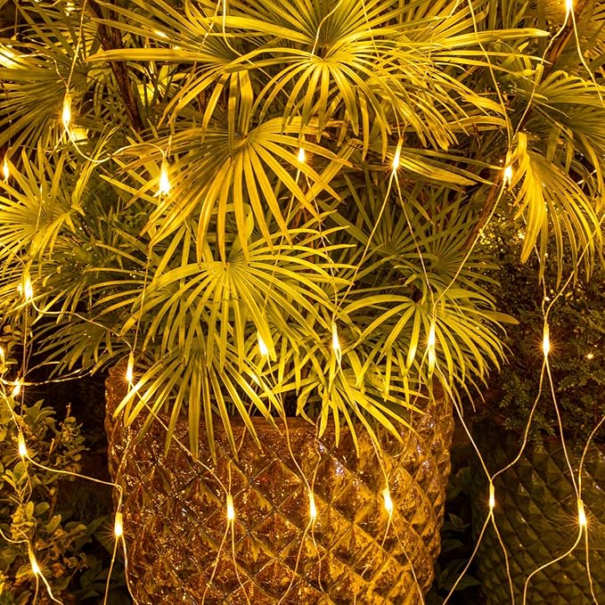 AWQ 360 LED 13.1ft x 6.6ft Warm White String Lights, 8 Modes, Timer Function, UL Certified, IP44 Rated, Outdoor Indoor Use