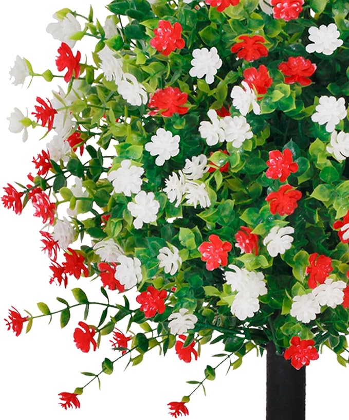 2 Pack Artificial Christmas Tree,Xmas Fake Topiary Ball Boxwood Trees with Ground Spikes,Faux Blooming Plants Shrubs Bushes for Outdoors Urn Filler Planters Garden Porch Christmas Decor