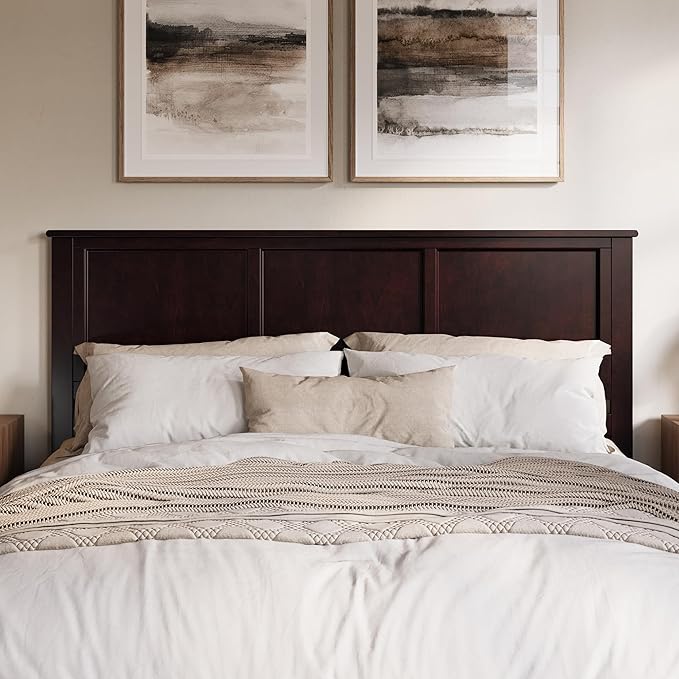 AFI, Madison King Solid Wood Panel Headboard with Attachable Charger, Espresso
