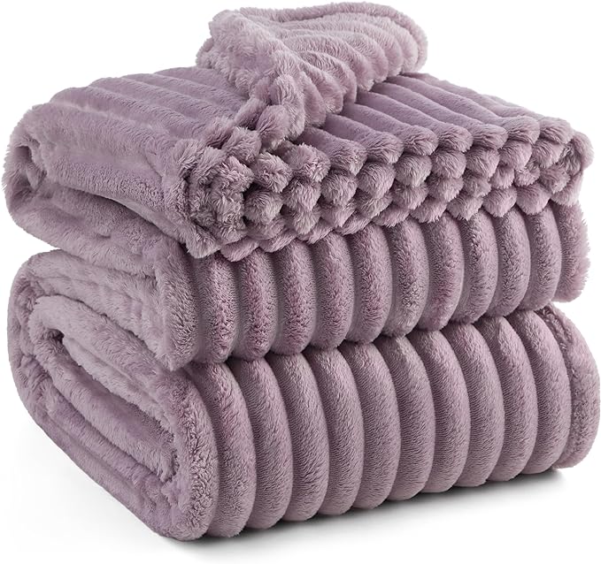Bedsure GentleSoft Light Purple Fleece Blanket for Couch - Cozy Soft Blankets for Women, Cute Small Throws for Girls, 90x90 Inches