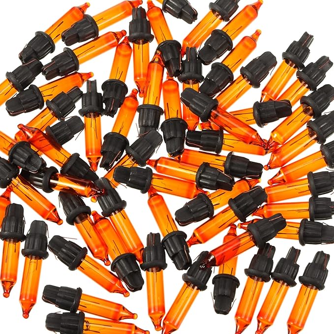 Mudder 60Count 2.5V Christmas 50/100/150/200 Count Mini Incandescent Wire Lights Replacement Bulbs Indoor/Outdoor Christmas Lights Decor for Home Xmas Tree (Black Base with Orange Bulb)