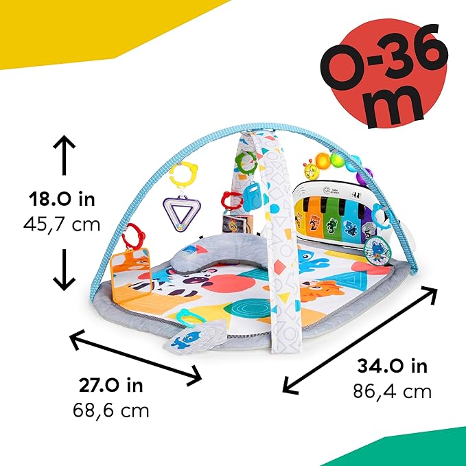 Baby Einstein 4-in-1 Kickin' Tunes Music and Language Play Gym and Piano Tummy Time Activity Mat