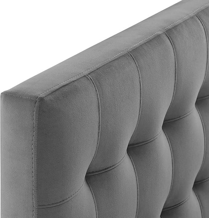 Modway Lily Biscuit Tufted Twin Performance Velvet Headboard, Gray