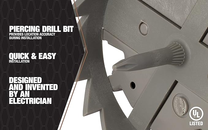 Southwire MSBST250 Smart, Shark Tooth Integrated Fixture and Ceiling Electrical Box w/Hole Saw, Supports 6 lb, Gray (Pack of 2)