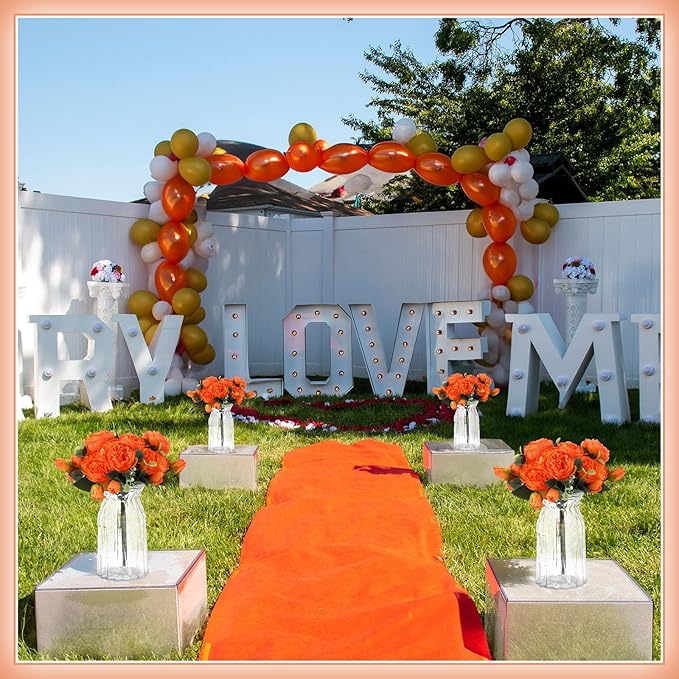 Hoteam 24 Bundles Artificial Peonies Flowers Wedding Faux Flowers Silk Peony Bouquet Bulk Bride Fake Florals Arrangements for Table Centerpieces Wedding Party Vase Decor (Orange)