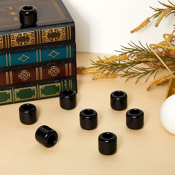 Suclain 20 Pieces 0.7 Inch Chime Candle Holder Small Candle Holders Ceramic Holder for Rituals, Spells, Vigil, Altar, Witchcraft, Wiccan Supplies(Black)