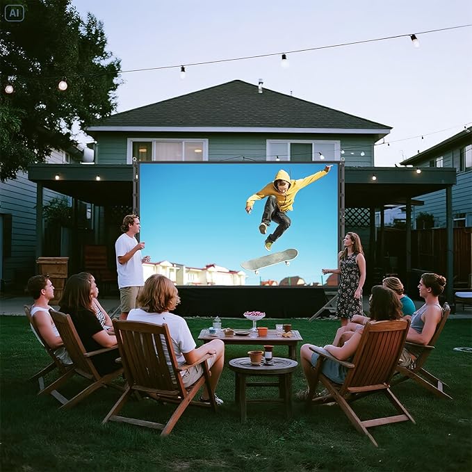 Outdoor Projector Screen and Stand，180-in Portable Projector Screen 15 FT Large Projection Screen，16:9 4K HD Rear Front Wrinkle-Free Movie Screen with Carry Bag for Backyard,RVing Night,Party