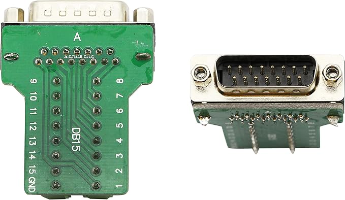 CERRXIAN DB15 Breakout Connector - DB15 Screw Wiring Terminal Signal Module Breakout PCB Board with Plastic Case & Nuts (Black) (MN)