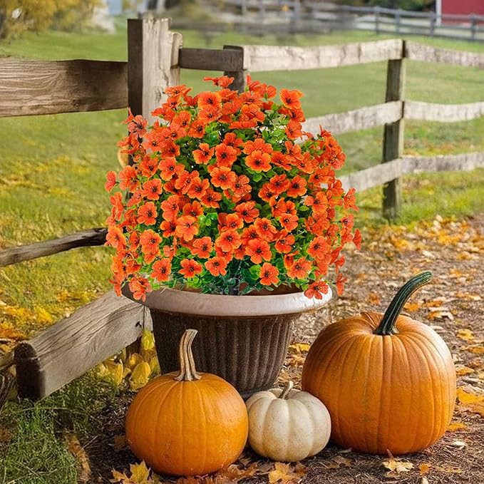 2-Pack 22 Inch Fall Outdoor Artificial Plants with Stake, Imitation Boxwood Flower Balls UV Resistant Fake Green Plants Bushes for Yard Patio Front Door Decoration