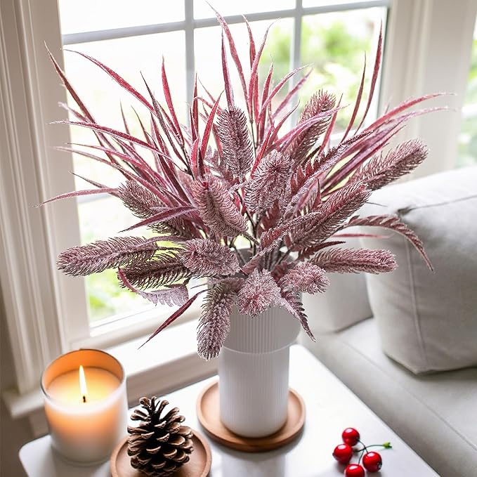7 PCS Artificial Fall Stem Fake Plants, 26 in Fake Leaves Autumn Greenery Branches Fall Flowers Faux Foliage DIY Stems for Vase Thanksgiving Home Kitchen Office Indoor Centerpiece Table Decoration