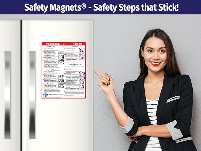 Safety Magnets by ZOCO – 250-Pack Custom CPR & Choking First Aid Magnet – 8.5"x11" Laminated Cards – Personalized with Logo – Branded Safety Handout for Offices, Caregivers & Healthcare