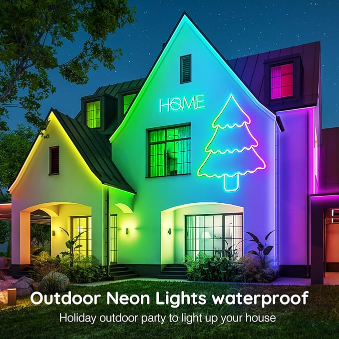 50Ft Neon Rope Lights,Flexible Led Rope Lights Control with App/Remote,Multiple Modes Rope Lights,IP65 Outdoor RGB Led Neon Lights Waterproof,Music Sync Gaming Led Neon Light Strip for Bedroom Decor