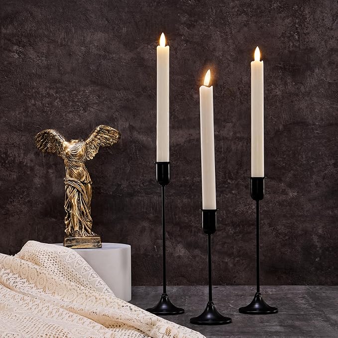 Candlestick Holders, Taper Candle Holders Set of 6, Black Candle Sticks Holder Decor Candelabra for Table Centerpiece, Fireplace Mantel & Housewarming Décor with Gift Box