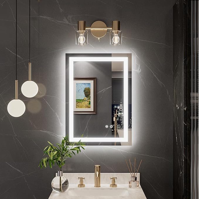 TokeShimi LED Bathroom Mirror 20 x 28 Lighted Bathroom Vanity Mirror with Lights,Brighter Frontlit and Backlit Light up Anti Fog Mirror
