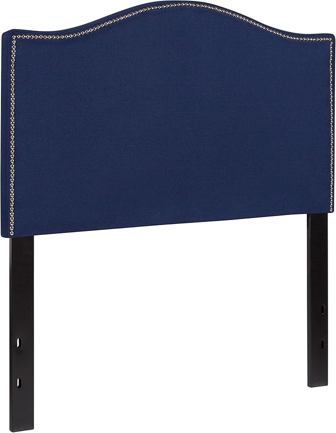 Flash Furniture Lexington Upholstered Twin Size Headboard with Accent Nail Trim in Navy Fabric