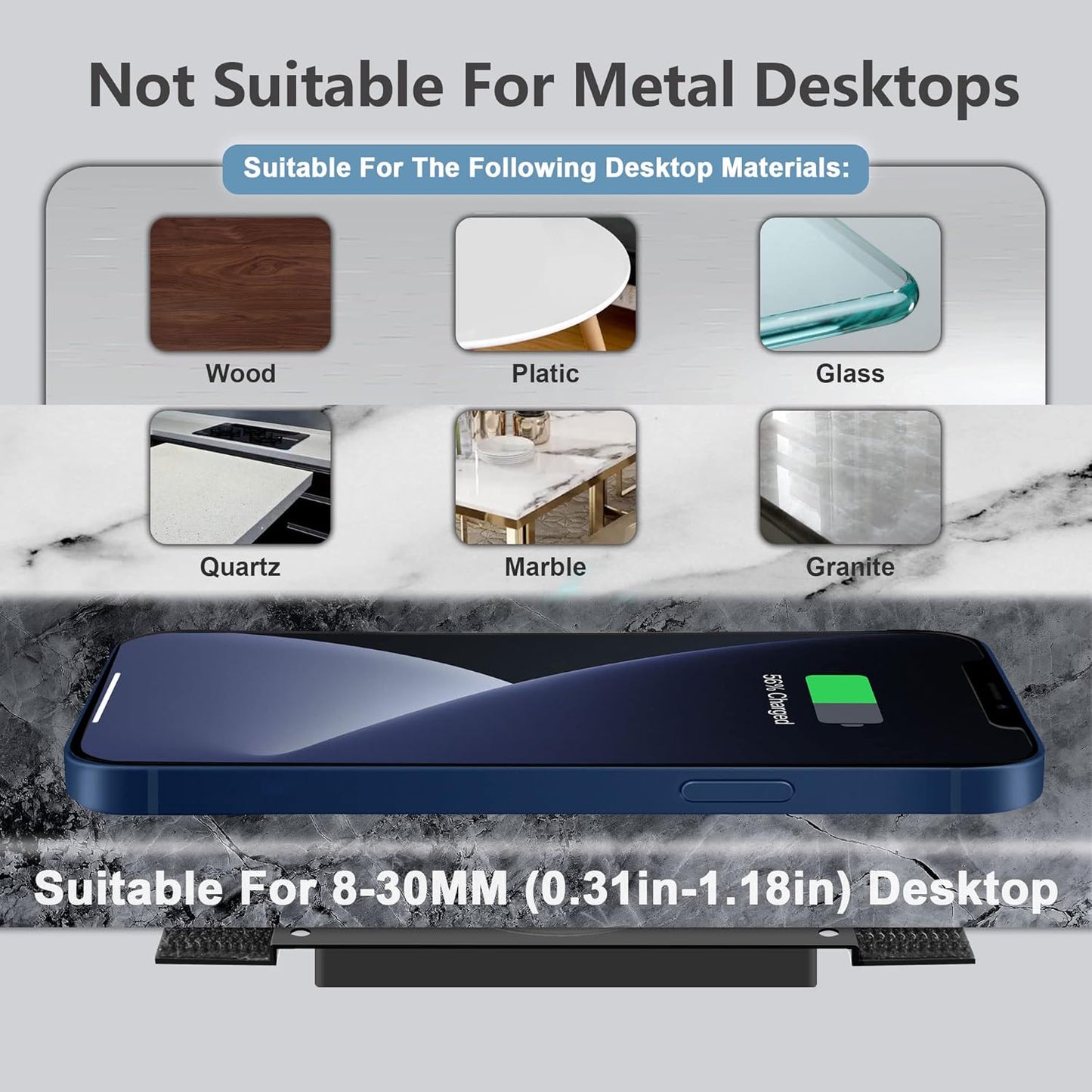 Magnetic Invisible Wireless Charger 8-30MM, Under Desk 15W Furniture Wireless Charging Pad for Magsafe iPhone 13/12