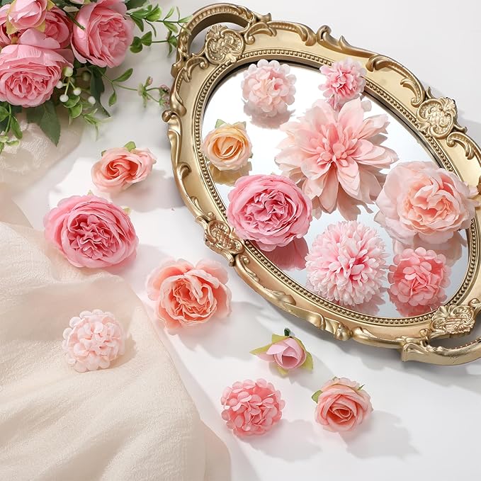 Zeyune 12 Bundles Artificial Peonies Flowers Artificial Silk Rose Faux Dahlia Fake Chamomile Hydrangea Bouquet Bulk for Vase Home Wedding Centerpiece Party Decoration(Blush Pink,Sweet)