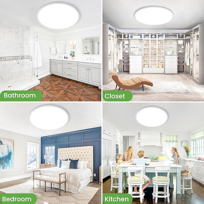 zemty 20 inch LED Flush Mount Ceiling Light, 50W 5000lm Large Light Fixture, 3 Color Temperature in One 3000k 4500k 6000K Round Modern Ceiling Lamp for Bedroom Kitchen Dining Room (White)