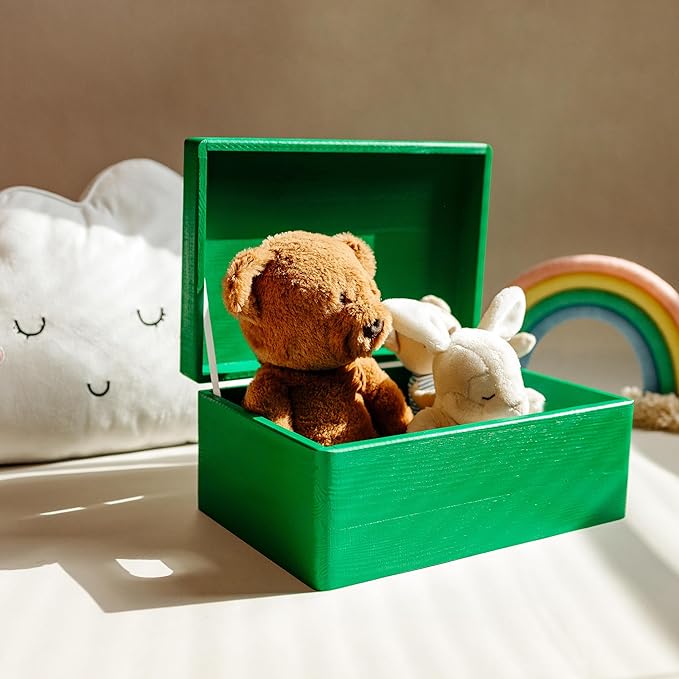 Large Green Wooden Box Storage with Hinged Lid | 11.8 x 7.87 x 5.51 inches (+-0.5) | Gift Box Storage | Product NOT Intended for 15 Years OR Below
