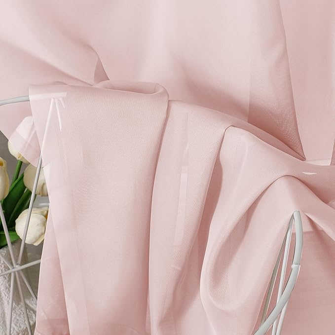 Aiyufeng Blush Pink Sheer Curtains 84 Inches Long 2 Panels Set, Light Filtering Soft Airy Voile Rod Pocket Baby Pink Sheer Window Drapes for Bedroom Living Room, Each 40Wx84L Inches