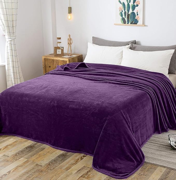 Polar Fleece Blankets King Size for The Bed Extra Soft Brush Fabric Super Warm Sofa Blanket 90" x 108"(Purple King)