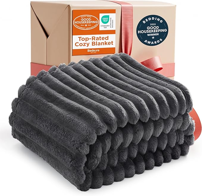 Bedsure GentleSoft Grey Fleece Twin Blanket for Couch -Cozy Soft Blankets for Women, Cute Small Throws for Girls, 60x80 Inches
