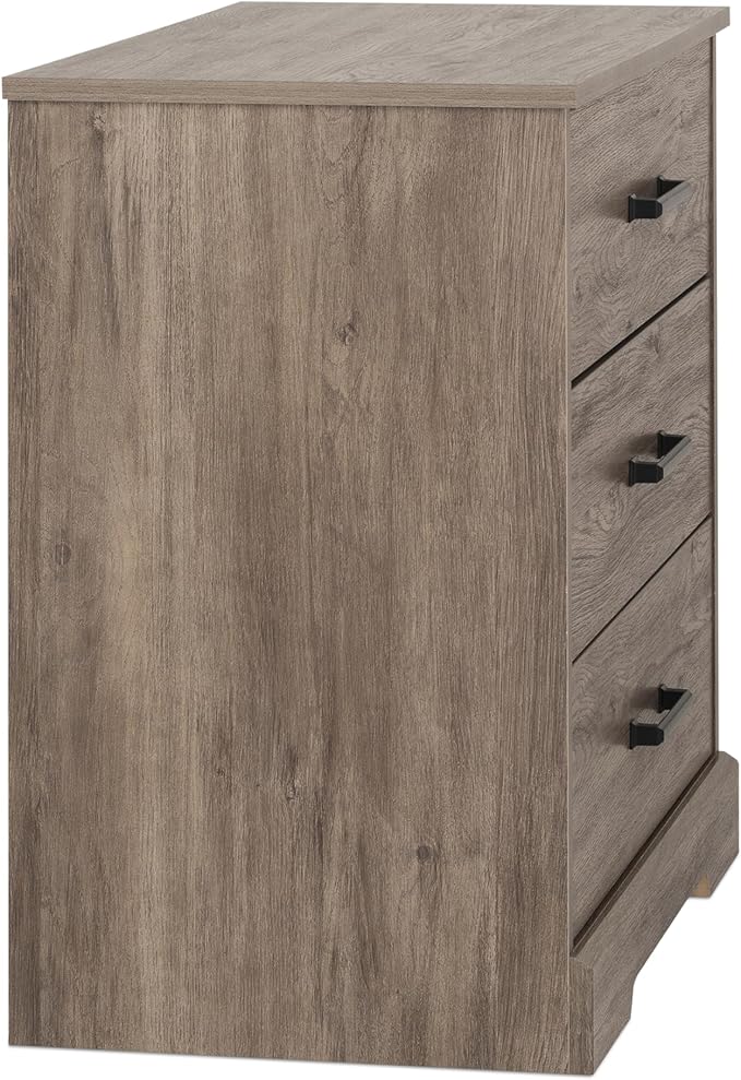 Prepac Rustic Ridge Farmhouse Nightstand Bedside Table, Brown Nightstand for Bedroom, End Table with 3 Drawers 16.25"D x 27.5"W x 26.75"H
