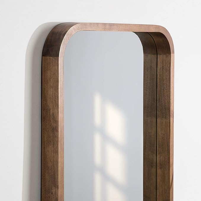 Kate and Laurel Hutton Modern Rounded Rectangle Wall Mirror, 20 x 30, Rustic Brown, Transitional Geometric Mirror for Wall