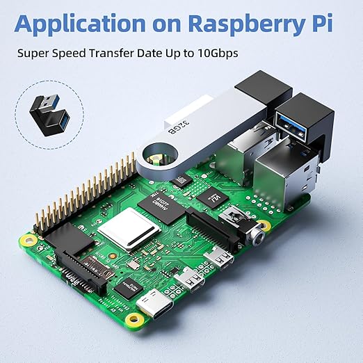 6 Pack 180 Degree & 90 Degree USB 3.1 Adapter, Left and Right Angle USB A Male to Female Extender Connector for PC, Laptop, USB A Car Charger, Surface Pro 7+, Raspberry Pi and More