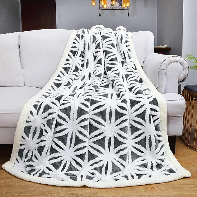 LOMAO Sherpa Fleece Blanket Fuzzy Soft Throw Blanket Dual Sided Blanket for Couch Sofa Bed (Dark Grey, 90''x90'')