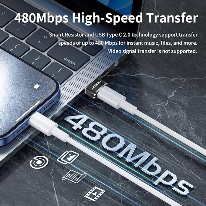 USB to USB C Adapter 4 Pack,PD/QC Fast Charging 480Mbps Data Transfer,Type-C Female to USB2.0 Male Adapter,OTG Type C to USB Adapter for M-acBook Pad Phone15 16 17 G-alaxy X-Peria Black