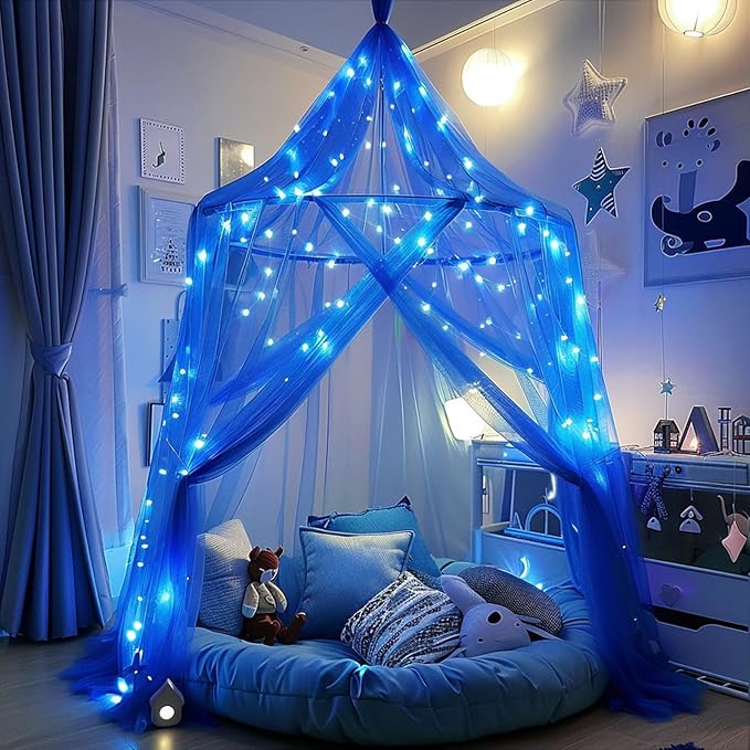 JMEXSUSS 4 Pack 50 LED Fairy Lights Battery Operated Silver Wire 16.1ft Waterproof Blue Christmas Lights for Party Wedding Indoor Outdoor Decorations