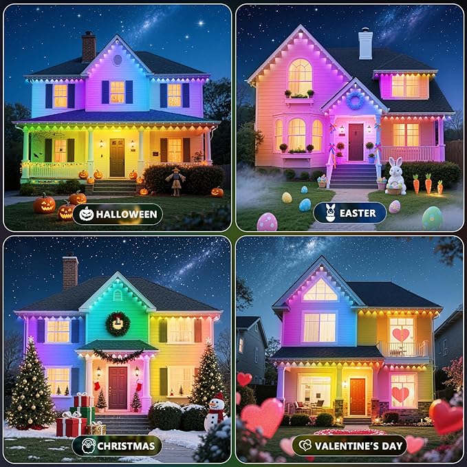 LETIANPAI 300FT Permanent Outdoor Lights,RGB Eaves Light with App Control Remote,DIY Scene Modes IP67 Waterproof Under Eave Lighting,Outdoor Lights for Decor,Garden Decor,House,Party,Holiday
