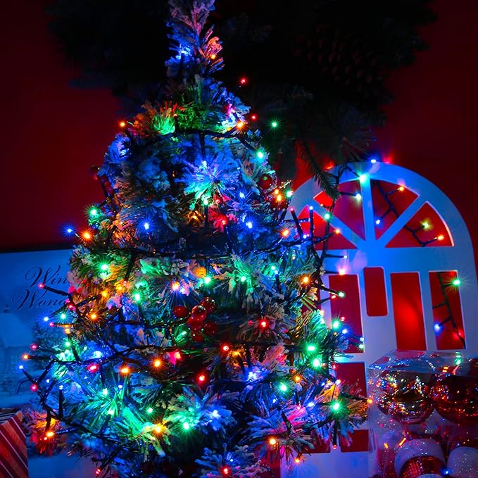 AWQ 500 LED 49ft Christmas Cluster Lights Christmas Decoration String Lights for Xmas Home Garden Wedding Party Xmas Tree Bedroom Indoor Outdoor Decor (Multicolor)