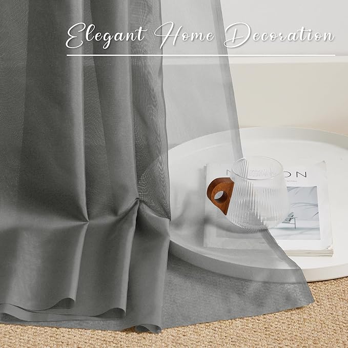 NICETOWN Bed Canopy Scarf Curtains Sheer Textured - Multifunctional Window Topper Scarf Home Decor Voile Valance for Party/Carnival (Sold Individually, W60 x L216, Dark Gray)