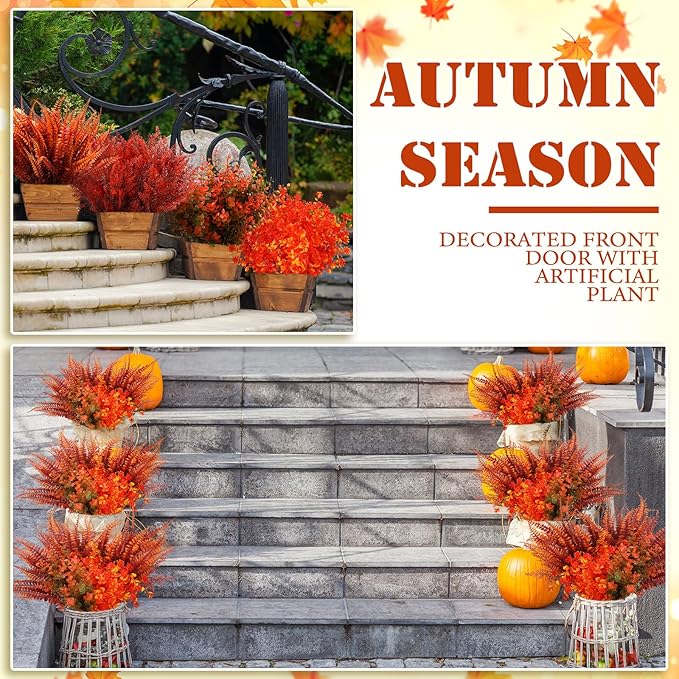 Crowye 40 Bundles Artificial Fall Flowers for Outdoor Decoration UV Resistant Faux Mums Plastic Plants for Garden Cemetery Porch Window Fireplace Patio Home Indoor Autumn Thanksgiving Fall Decor