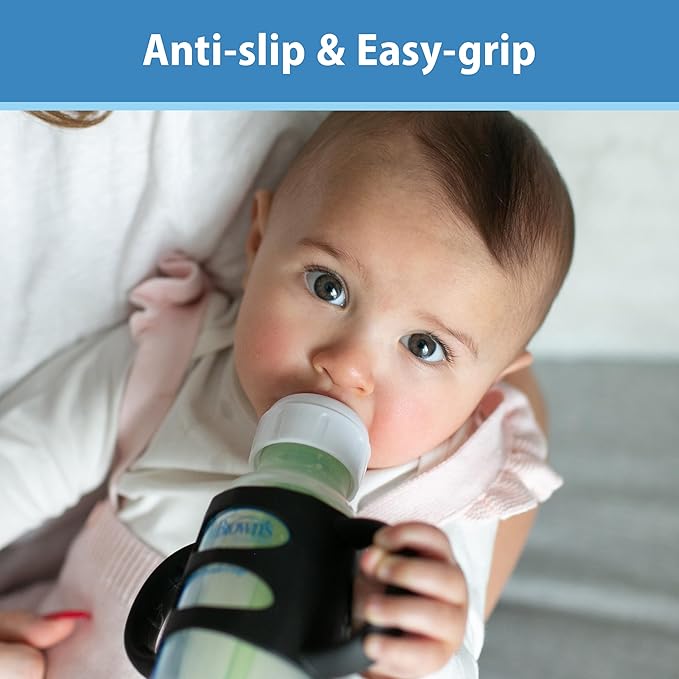 Dr. Brown's Narrow Baby Bottle Handles, 100% Silicone, Easy Grip Removable Handles for Bottle to Sippy Cup Transition, Green, 4m+