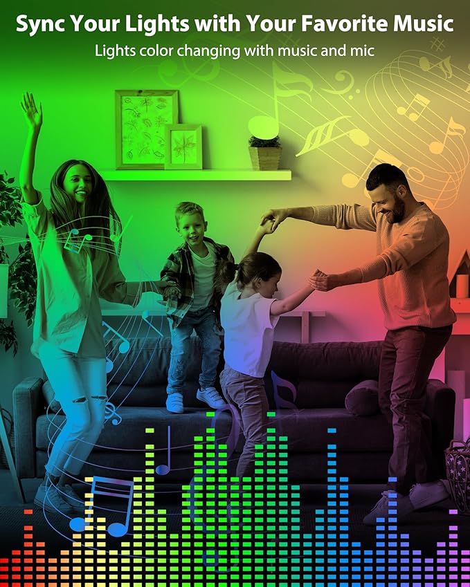 ASOKO 300 Lumens RGB Under Cabinet Led Light Plug in, 6 Pack 12 inch Linkable Led Under Counter Lights, Music Sync RGB LED Strip Lights with APP & Remote Control, Ambient Lights for Room Decor