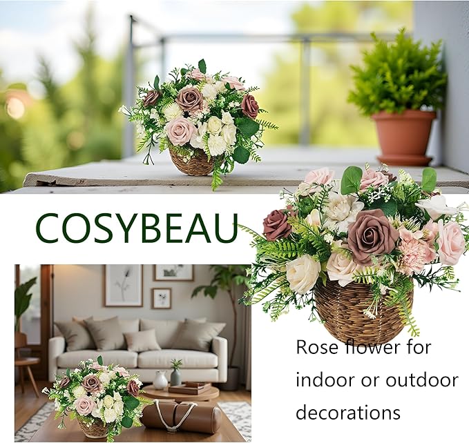 Artificial Flowers 25pcs Roses, Shade of Rouge Foam Fake Rose Faux Flower for DIY Wedding Bouquets Bridal Shower Centerpieces Floral Arrangements Party Tables Home Decorations