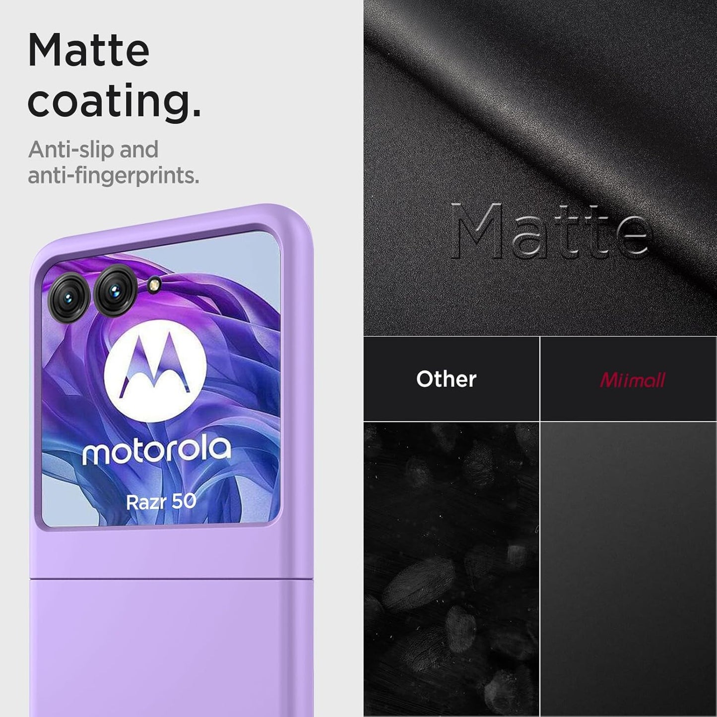 Miimall Motorola Razr 2024 Case, Ultra Thin Slim Matte Hard PC Anti-Slip Shock-Proof Cover, Purple