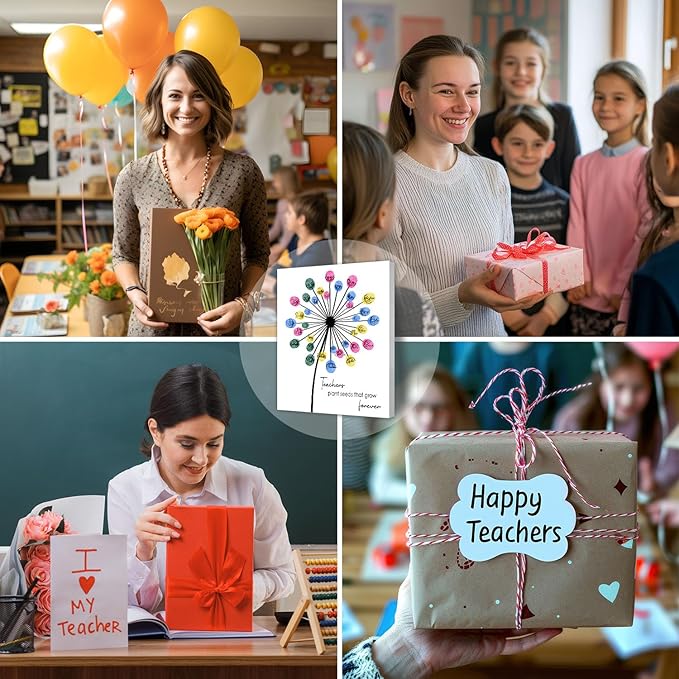 SHLINCO Teacher Thank You Gift Box, DIY Personalized Student Fingerprint Keepsake Set, Unique Year-End Gifts from Students to Teachers, Teacher Plant Seeds