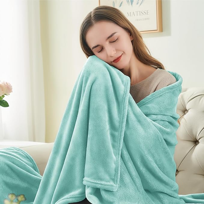 BEDELITE Fleece Blanket Haze Blue Throw Blankets for Couch & Bed, Luxury Plush Cozy Fuzzy Blanket 50" x 60", Super Soft Warm Lightweight Throw Blanket for Travel Camping