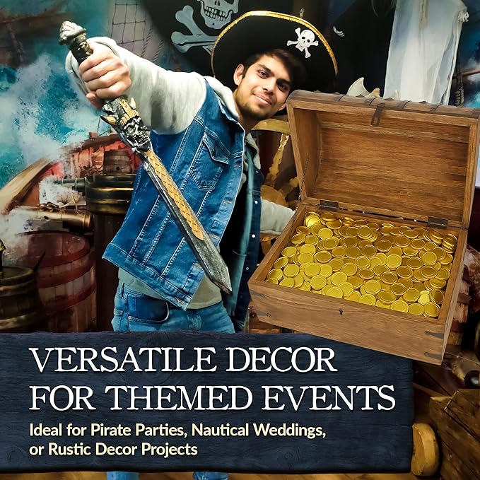 Nautical Cove Handmade Pirate Treasure Chest for Kids Prizes & Classroom with Lock and Skeleton Keys – Lockable Wooden Storage Chest Box, Pirate Decor, Decorative Wooden Box - XXX-Large 21x15.75x15.75