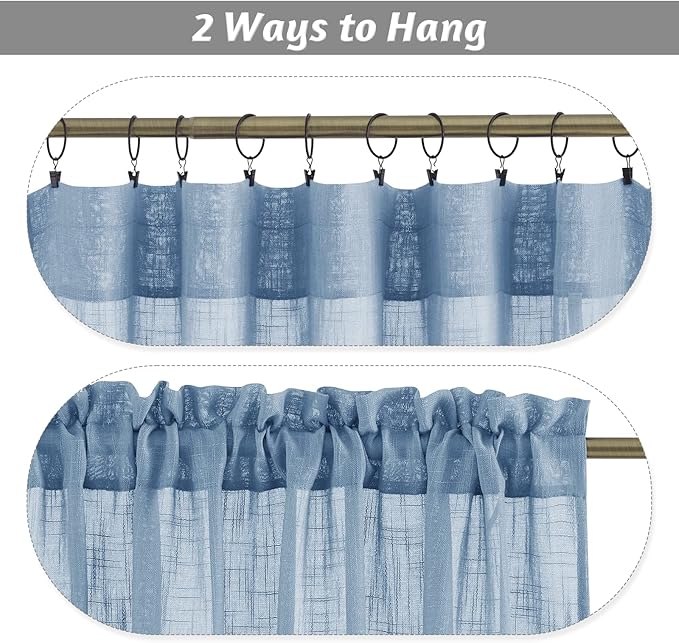 RYB HOME Semi Sheer Curtains 95 inches Length for Windows Sunlight Filering Privacy Protect Soft & Vertical Rod Pocket Drapes for Bedroom Living Room Dining, Blue Haze, W 52 x L 95 inch, 2 Panels