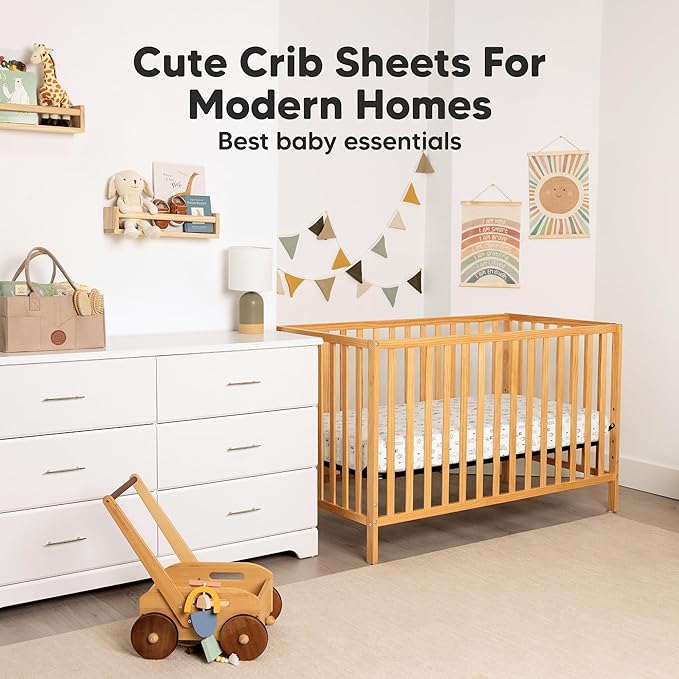 KeaBabies 2-Pack Organic Crib Sheets for Boys, Girls - 52x28 Fitted Crib Mattress Sheet Neutral, Breathable Jersey Cotton Cover for Baby Bed, Toddler Mattress, Soft & Cute Prints (Butterflies)