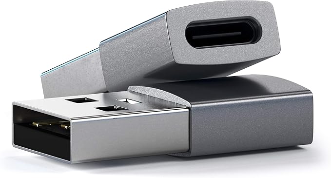 Satechi USB-A to USB-C Adapter, High-Speed USB to USB-C Adapter with Ultra-Fast Data Transfer and Power Delivery Charging, Designed for CarPlay and Modern Devices, Space Gray