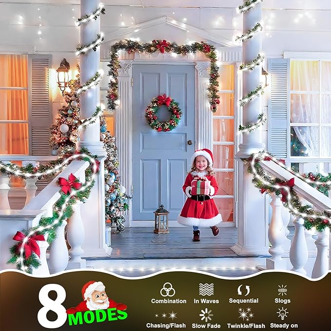 KNONEW 328FT 1000LED Rope Lights for Outside,Outdoor String Lights Waterproof 8 Modes Clear Tube Light for Indoor,Bedroom,Wedding,Garden,Patio,Christmas,Tree,Rv,Holiday Decoration(Cold White)